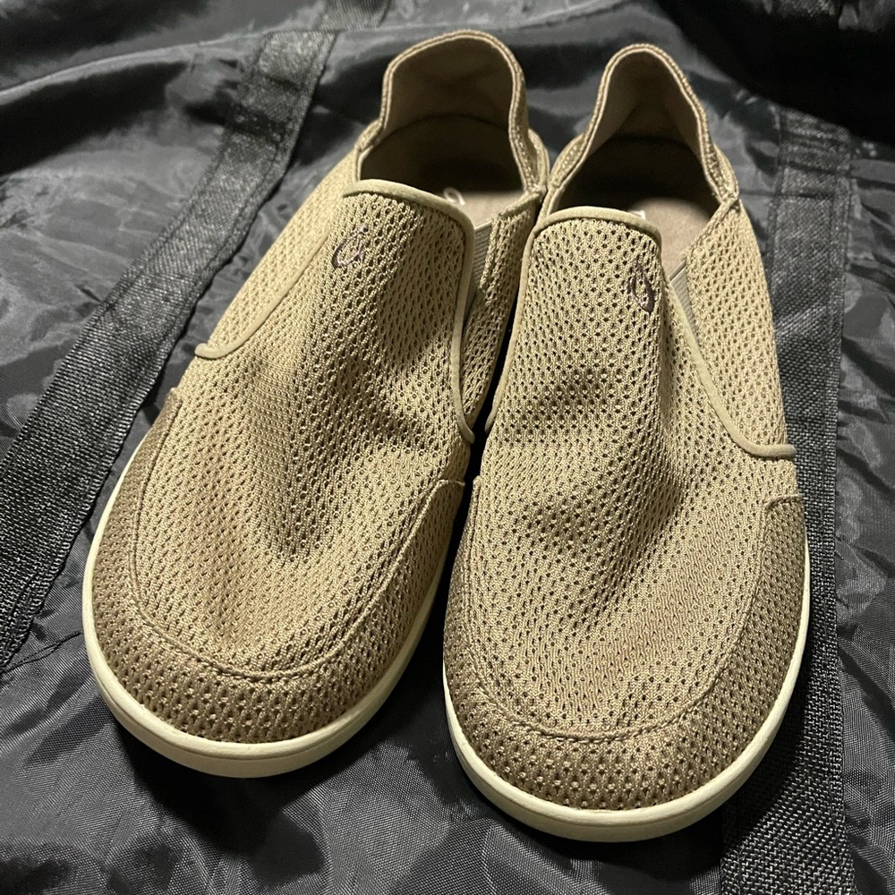OluKai Men's Brown Mesh Slip-On Loafers